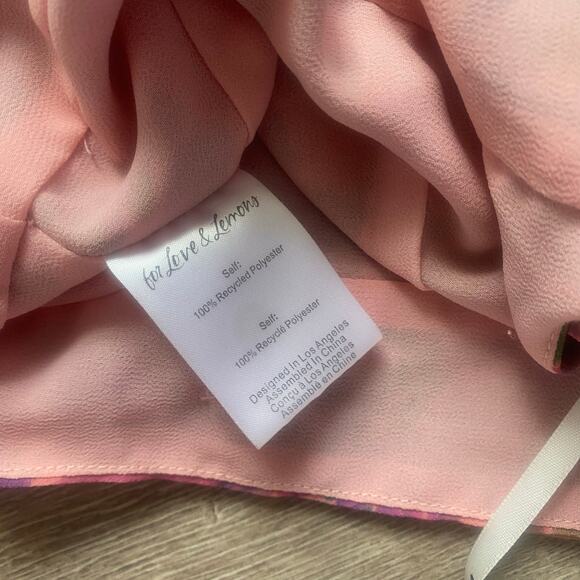 For Love & Lemons Trisha Crop Top Pink Multicolor Sweetheart Puff Sleeves Medium - Picture 8 of 9